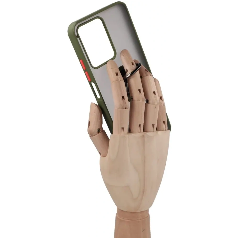 Etui z uchwytem na palec Bizon Case Hybrid Ring do Realme C33 / C30 / Narzo 50i Prime przydymione z zieloną ramką