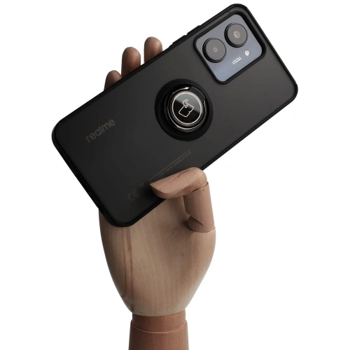 Kup Etui s úchytem na prst Bizon Case Hybrid Ring pro Realme C33 / C30 / Narzo 50i Prime kouřové s černým rámečkem - BIZ731 - {ean13} - Sklep Home Screen