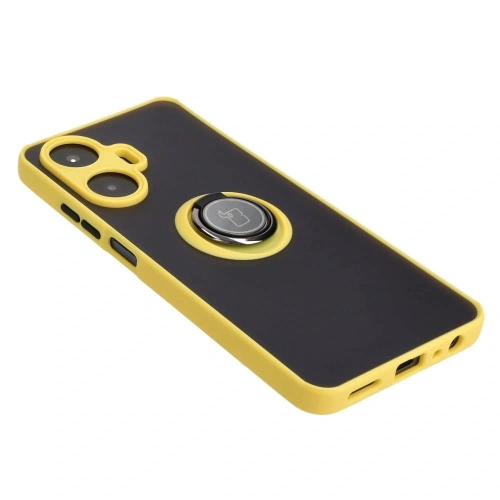 Kup Etui z uchwytem na palec Bizon Case Hybrid Ring do Realme C55 przydymione z żółtą ramką - BIZ738 - {ean13} - Sklep Home Screen