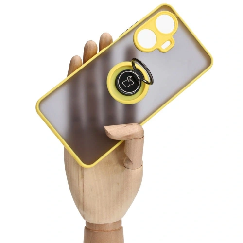 Kup Etui z uchwytem na palec Bizon Case Hybrid Ring do Realme C55 przydymione z żółtą ramką - BIZ738 - {ean13} - Sklep Home Screen