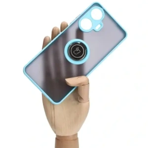 Kup Etui z uchwytem na palec Bizon Case Hybrid Ring do Realme C55 przydymione z jasnoniebieską ramką - BIZ739 - {ean13} - Sklep Home Screen
