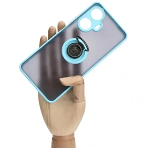 Kup Etui z uchwytem na palec Bizon Case Hybrid Ring do Realme C55 przydymione z jasnoniebieską ramką - BIZ739 - {ean13} - Sklep Home Screen