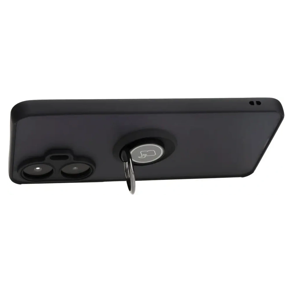 Etui z uchwytem na palec Bizon Case Hybrid Ring do Realme C55 przydymione z czarną ramką