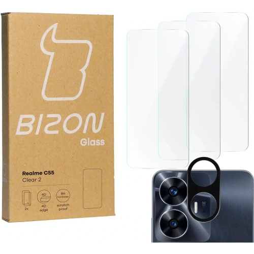 Buy BIZON Clear 2 3x screen glass + camera glass Realme C55 - BIZ741 - {ean13} - Home Screen Store Europe