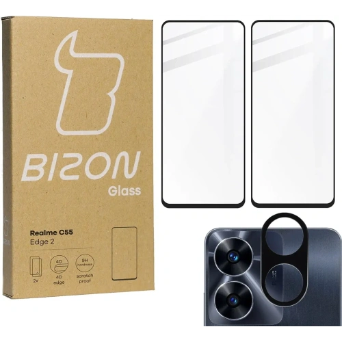 Kup BIZON Edge 2 2x sticlă pentru ecran + sticlă pentru cameră Realme C55 - BIZ743 - {ean13} - Sklep Home Screen