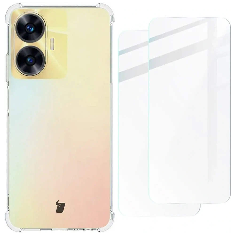 Etui + 2x szkło na ekran Bizon Case Clear Pack do Realme C55 przezroczyste