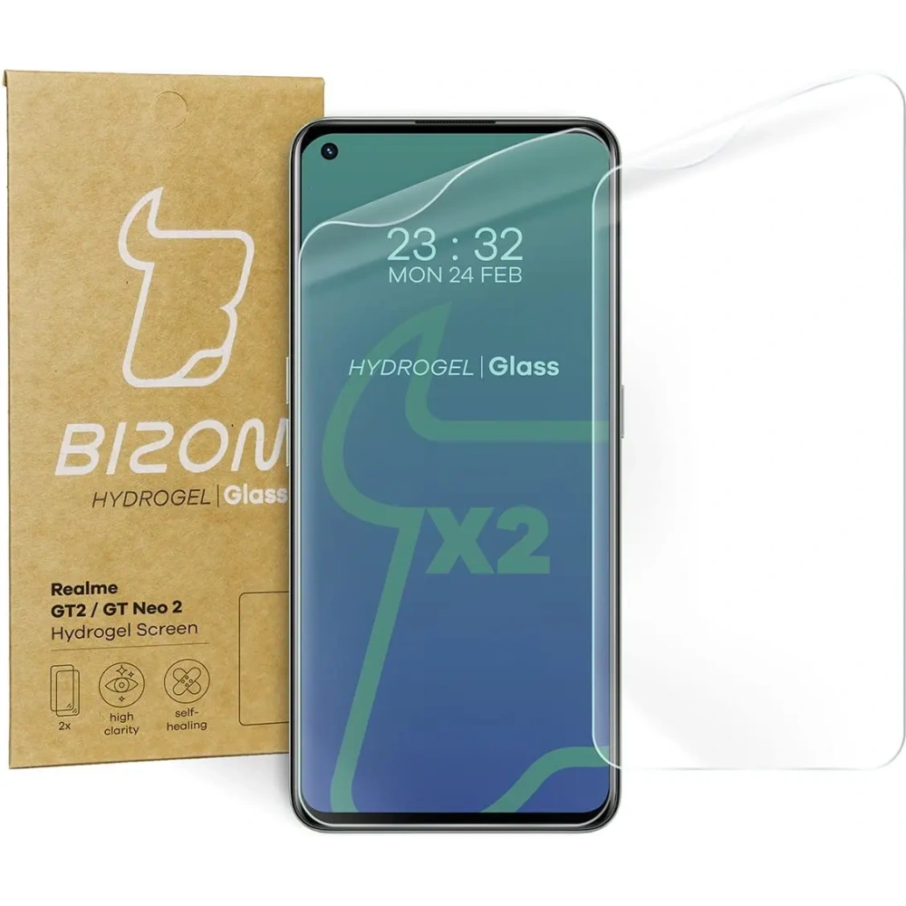 Folia hydrożelowa na ekran Bizon Glass Hydrogel Realme GT 2 / GT Neo 2 / GT Neo 3T [2 PACK]
