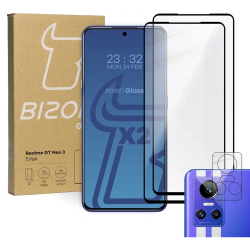 Kup Szkło hartowane Bizon Glass Edge - [2 PACK] + ochrona na obiektyw Realme GT Neo 3 - BIZ762 - {ean13} - Sklep Home Screen