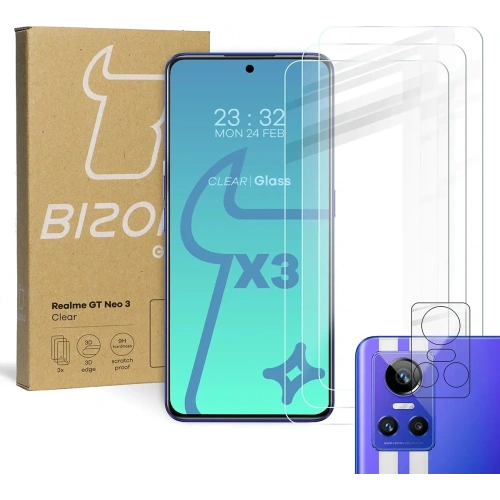 Kup Szkło hartowane Bizon Glass Clear - 3 szt. + obiektyw Realme GT Neo 3 - BIZ763 - {ean13} - Sklep Home Screen