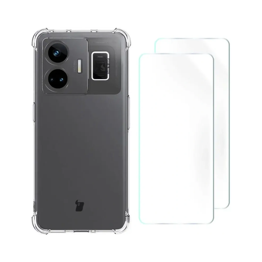 Etui + 2x folia Bizon Case Clear Pack do Realme GT3 przezroczyste