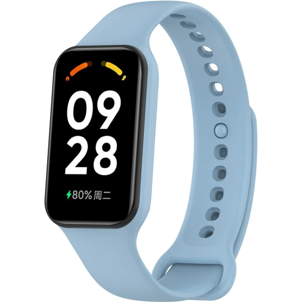 Etui z paskiem Bizon Strap + Case Watch Dots do Xiaomi Redmi Smart Band 2 / Xiaomi Mi Band 8 Active błękitne