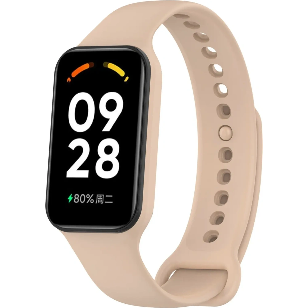 Etui z paskiem Bizon Strap + Case Watch Dots do Xiaomi Redmi Smart Band 2 / Xiaomi Mi Band 8 Active jasnoróżowe