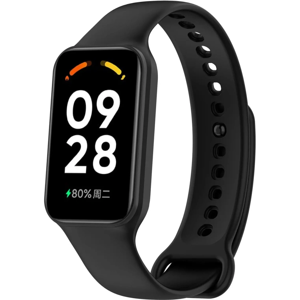 Etui z paskiem Bizon Strap + Case Watch Dots do Xiaomi Redmi Smart Band 2 / Xiaomi Mi Band 8 Active czarne