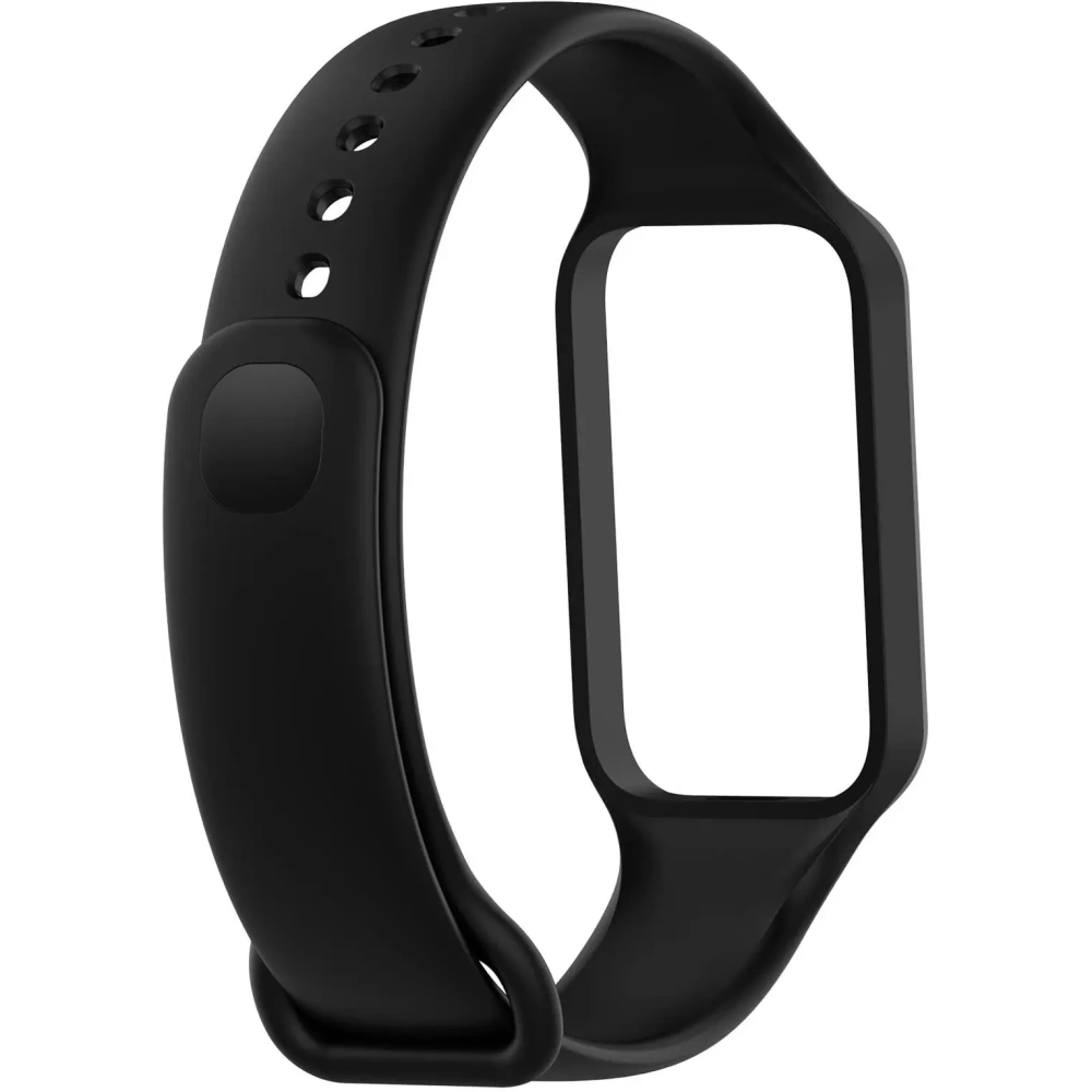 Etui z paskiem Bizon Strap + Case Watch Dots do Xiaomi Redmi Smart Band 2 / Xiaomi Mi Band 8 Active czarne