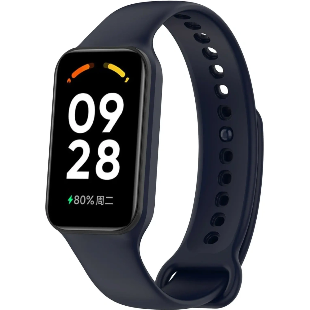 Etui z paskiem Bizon Strap + Case Watch Dots do Xiaomi Redmi Smart Band 2 / Xiaomi Mi Band 8 Active granatowe