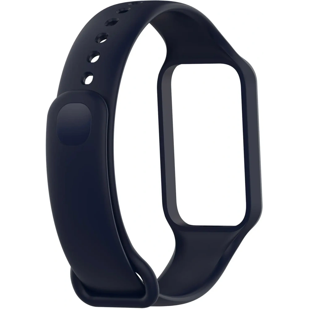 Etui z paskiem Bizon Strap + Case Watch Dots do Xiaomi Redmi Smart Band 2 / Xiaomi Mi Band 8 Active granatowe