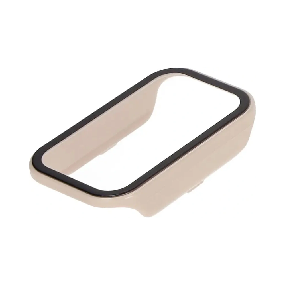 Etui Bizon Case+Glass Set do Xiaomi Redmi Smart Band 2 / Xiaomi Mi Band 8 Active beżowe