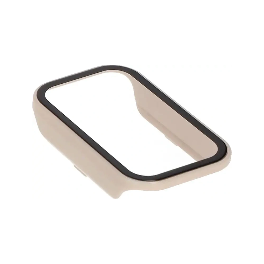 Etui Bizon Case+Glass Set do Xiaomi Redmi Smart Band 2 / Xiaomi Mi Band 8 Active beżowe