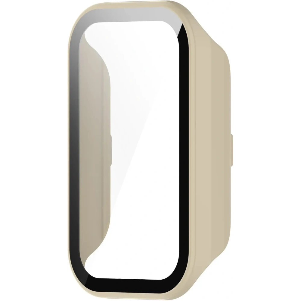 Etui Bizon Case+Glass Set do Xiaomi Redmi Smart Band 2 / Xiaomi Mi Band 8 Active beżowe