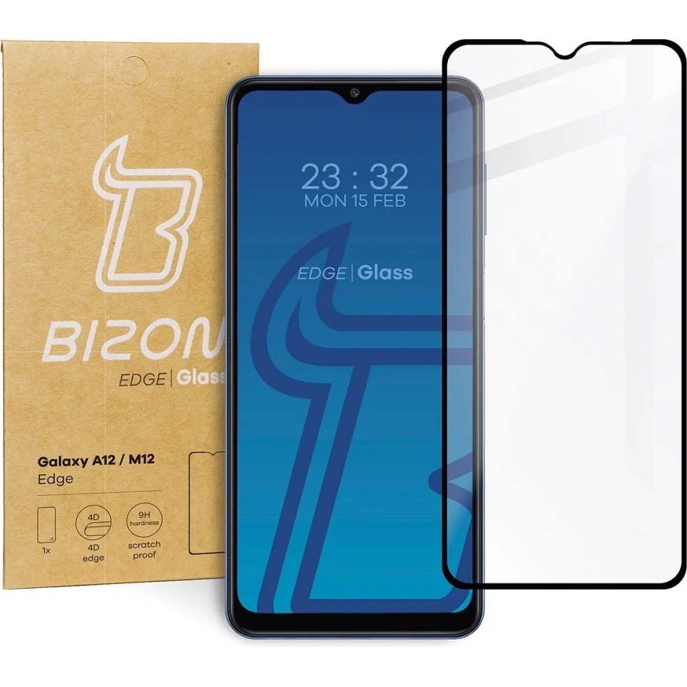 Szkło hartowane Bizon Glass Edge do Samsung Galaxy A12 / M12 czarne