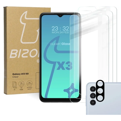 Buy Bizon Glass Clear tempered glass - 3 pcs. + lens glass Samsung Galaxy A13 5G - BIZ818 - {ean13} - Home Screen Store Europe