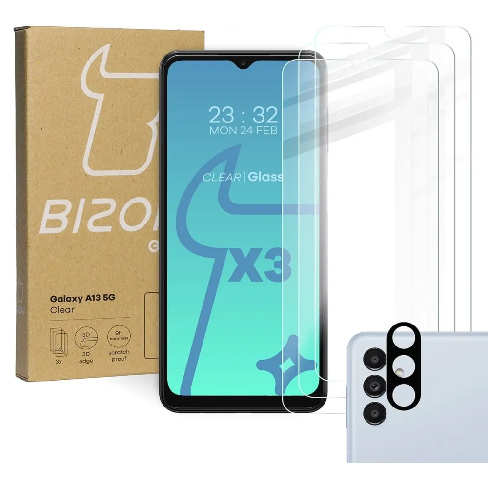 Szkło hartowane Bizon Glass Clear - 3 szt. + obiektyw Samsung Galaxy A13 5G