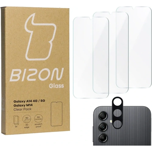 Kup BIZON Clear 2 3x sticlă de ecran + sticlă de cameră Samsung Galaxy A14 4G/5G M14 - BIZ821 - {ean13} - Sklep Home Screen