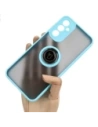 Bizon Case Hybrid Ring Samsung Galaxy A14 4G / 5G füstös, világoskék kerettel