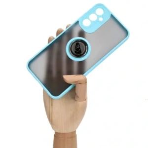 Kup Etui z uchwytem na palec Bizon Case Hybrid Ring do Samsung Galaxy A14 4G / 5G przydymione z jasnoniebieską ramką - BIZ823 - {ean13} - Sklep Home Screen