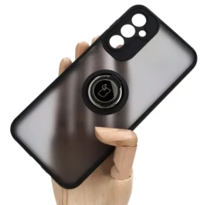 Etui z uchwytem na palec Bizon Case Hybrid Ring do Samsung Galaxy A14 4G / 5G kouřové s černým rámečkem