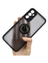 Bizon Case Hybrid Ring Samsung Galaxy A14 4G / 5G fumuriu cu un cadru negru