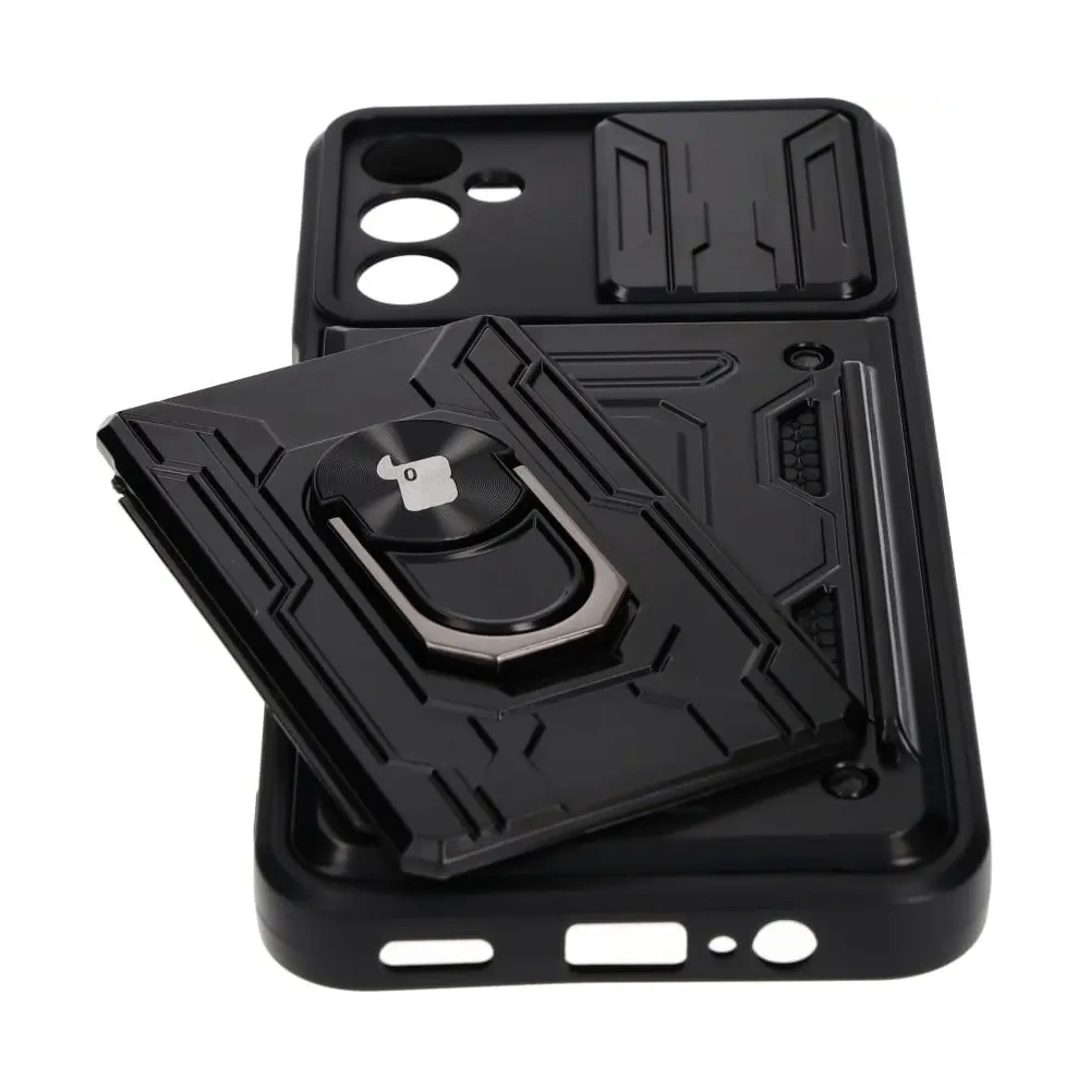 Etui Bizon Case Camshield Card Slot Ring do Samsung Galaxy A14 4G/5G czarne