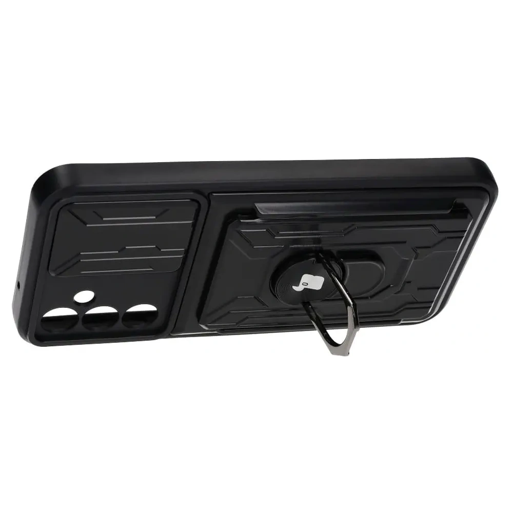 Etui Bizon Case Camshield Card Slot Ring do Samsung Galaxy A14 4G/5G czarne