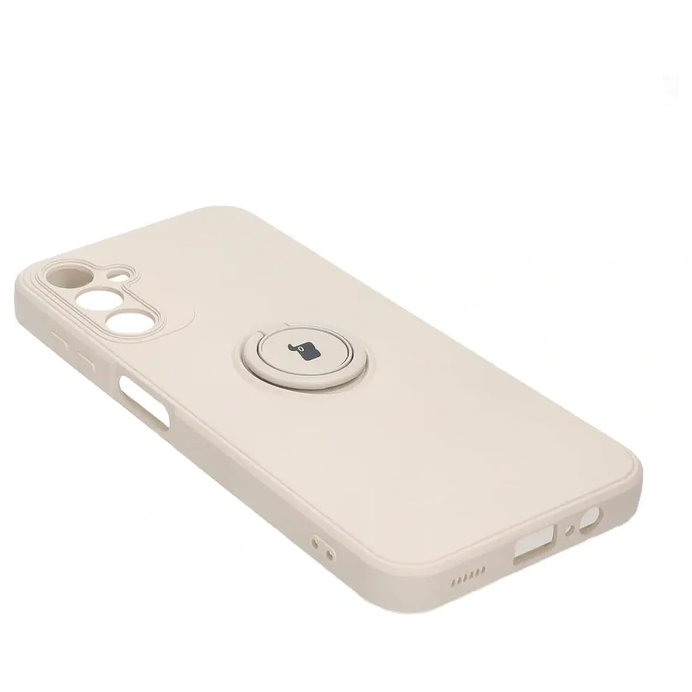 Etui Bizon Case Silicone Ring Sq do Samsung Galaxy A14 4G/5G beżowe