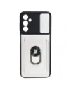 Etui Bizon Case Camshield Card Slot Ring do Samsung Galaxy A14 4G/5G białe