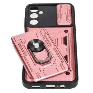 Kup Etui Bizon Case Camshield Card Slot Ring do Samsung Galaxy A14 4G/5G jasnoróżowe - BIZ7307 - {ean13} - Sklep Home Screen