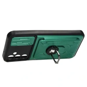 Caz Bizon Camshield cu slot pentru card Ring Samsung Galaxy A14 4G/5G verde