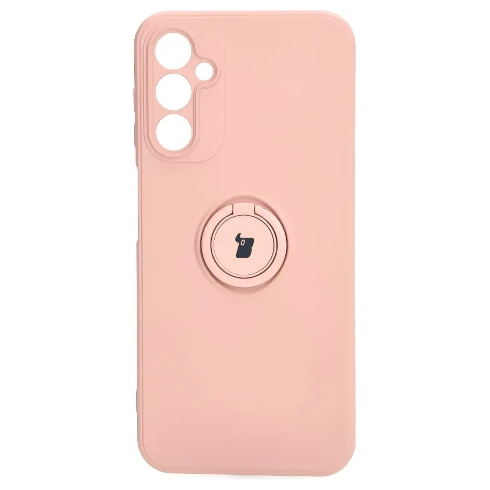 Etui Bizon Case Silicone Ring Sq do Samsung Galaxy A14 4G/5G jasnoróżowe