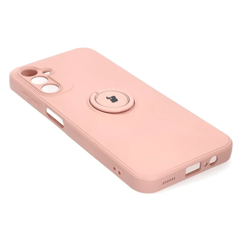 Etui Bizon Case Silicone Ring Sq do Samsung Galaxy A14 4G/5G jasnoróżowe