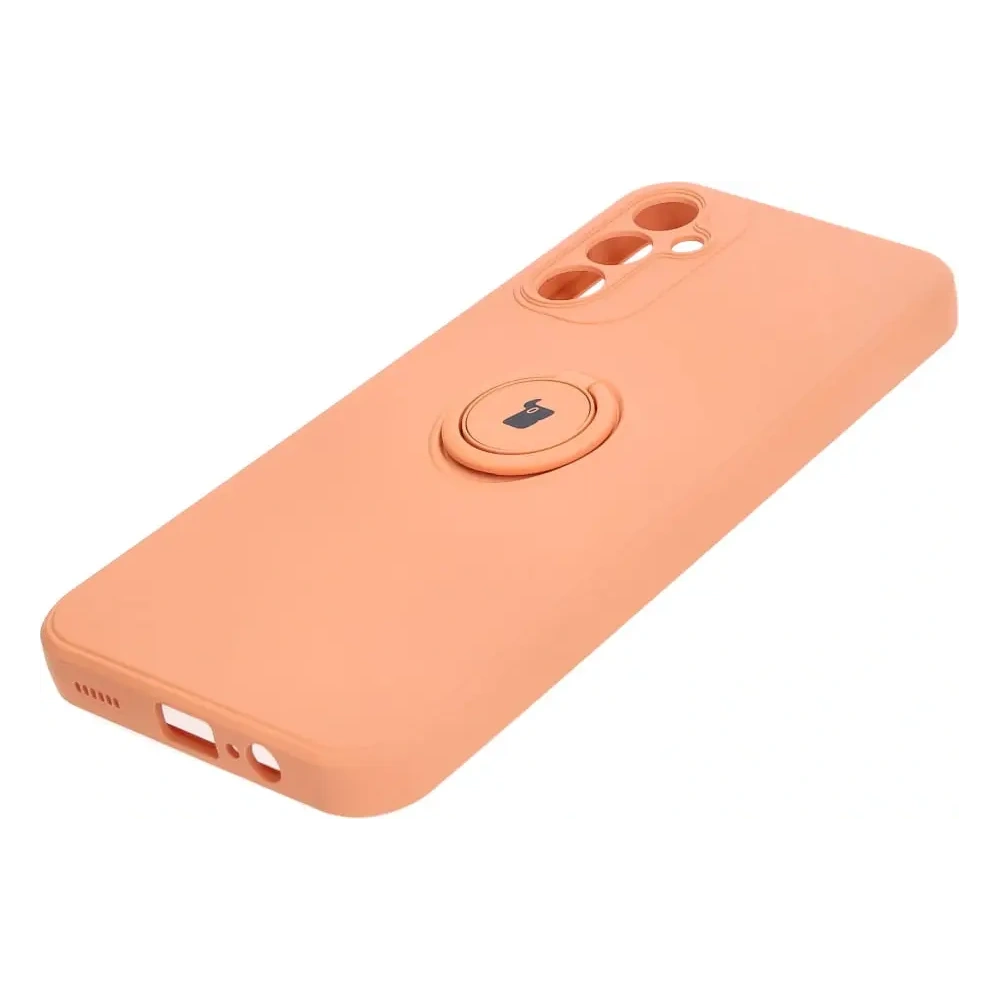 Etui Bizon Case Silicone Ring Sq do Samsung Galaxy A14 4G/5G pomarańczowe