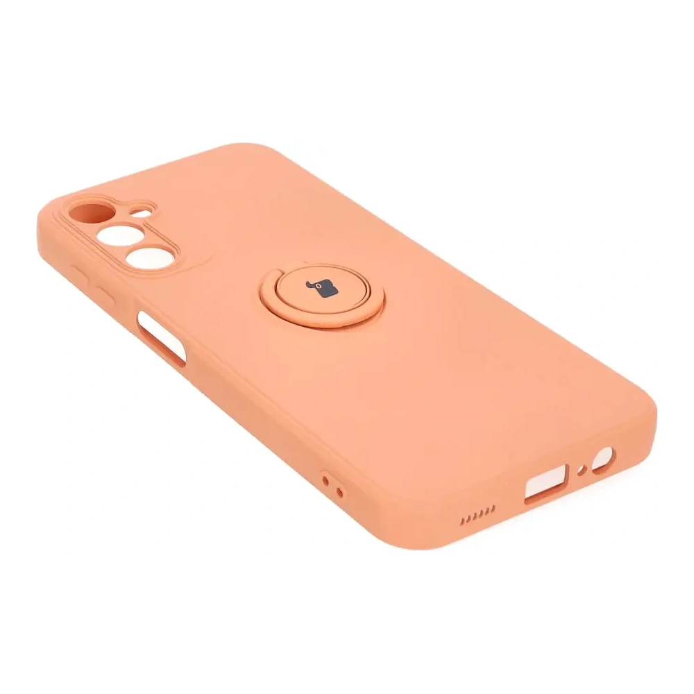 Etui Bizon Case Silicone Ring Sq do Samsung Galaxy A14 4G/5G pomarańczowe