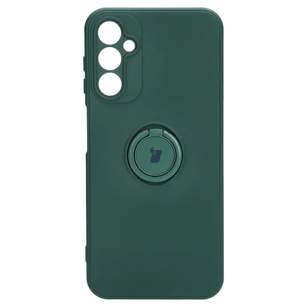 Etui Bizon Case Silicone Ring Sq do Samsung Galaxy A14 4G/5G ciemnozielone