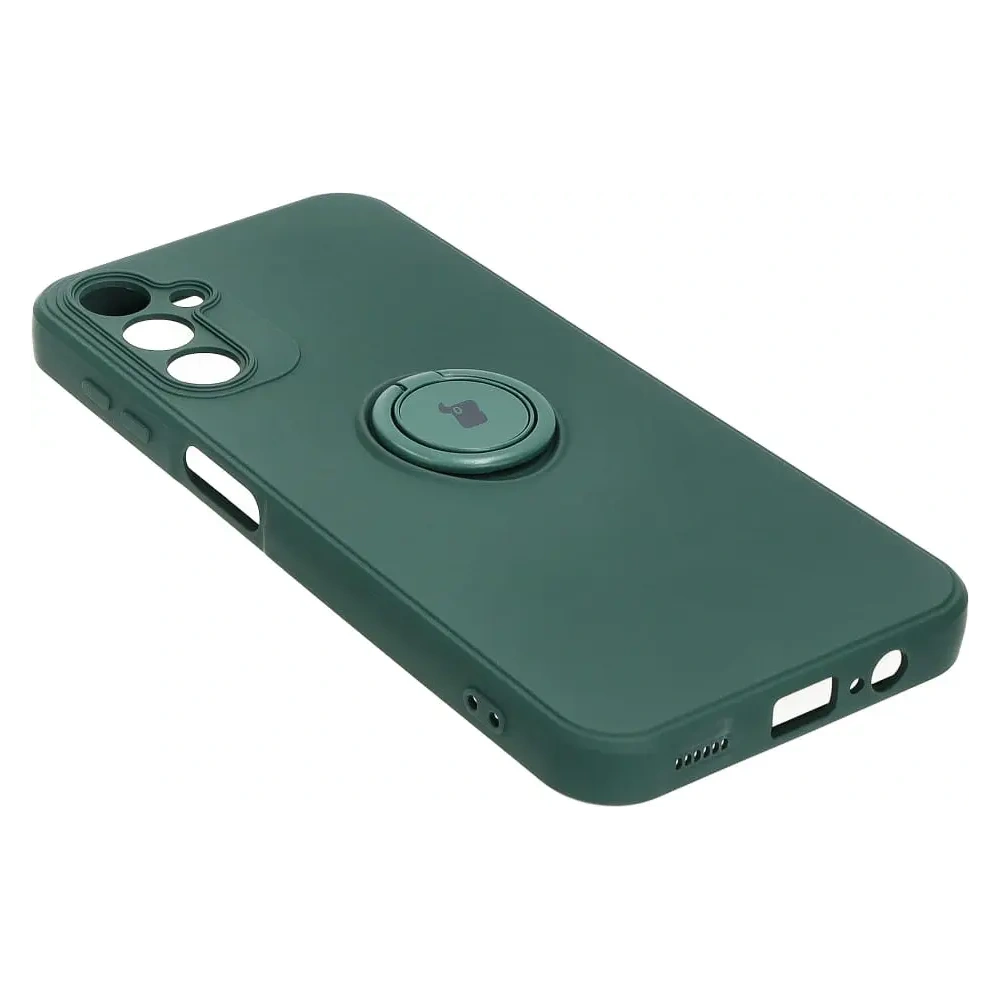 Etui Bizon Case Silicone Ring Sq do Samsung Galaxy A14 4G/5G ciemnozielone