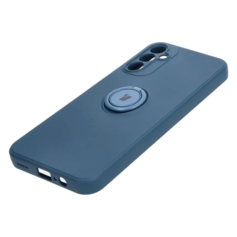 Etui Bizon Case Silicone Ring Sq do Samsung Galaxy A14 4G/5G granatowe