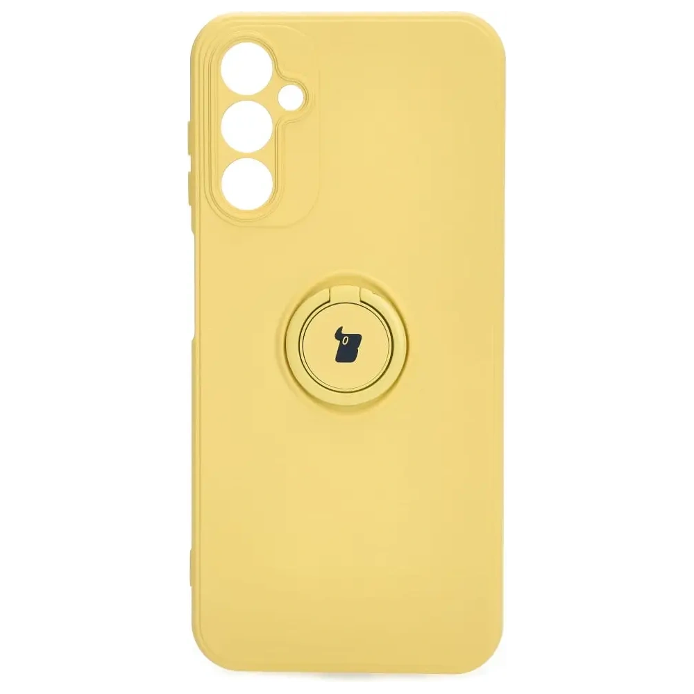 Etui Bizon Case Silicone Ring Sq do Samsung Galaxy A14 4G/5G żółte