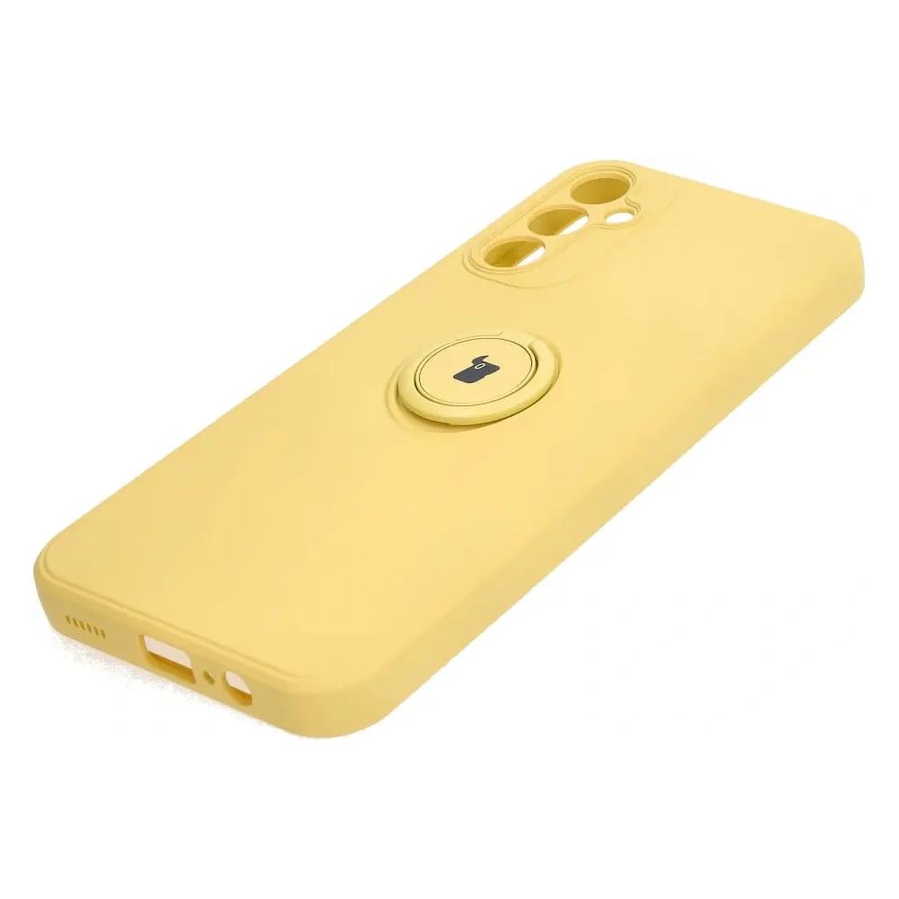 Etui Bizon Case Silicone Ring Sq do Samsung Galaxy A14 4G/5G żółte