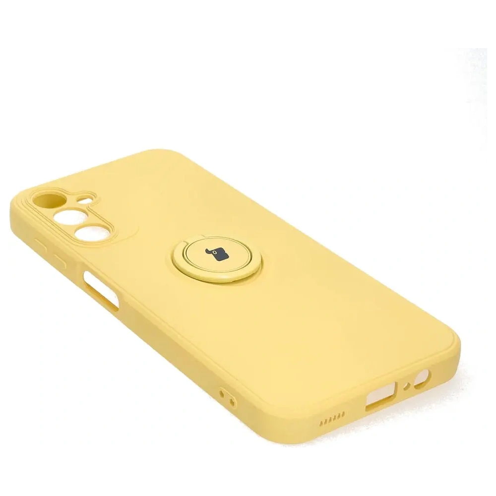 Etui Bizon Case Silicone Ring Sq do Samsung Galaxy A14 4G/5G żółte