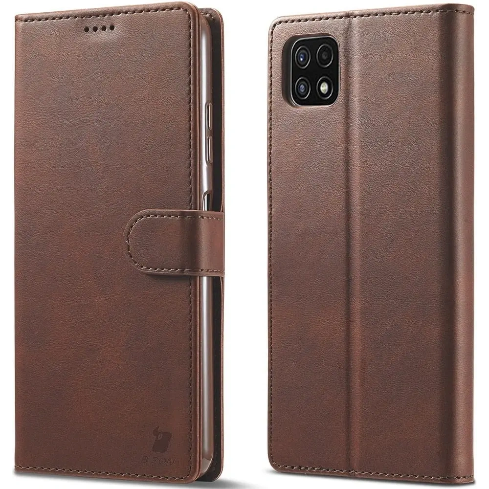 Etui Bizon Case Wallet do Samsung Galaxy A22 5G brązowe