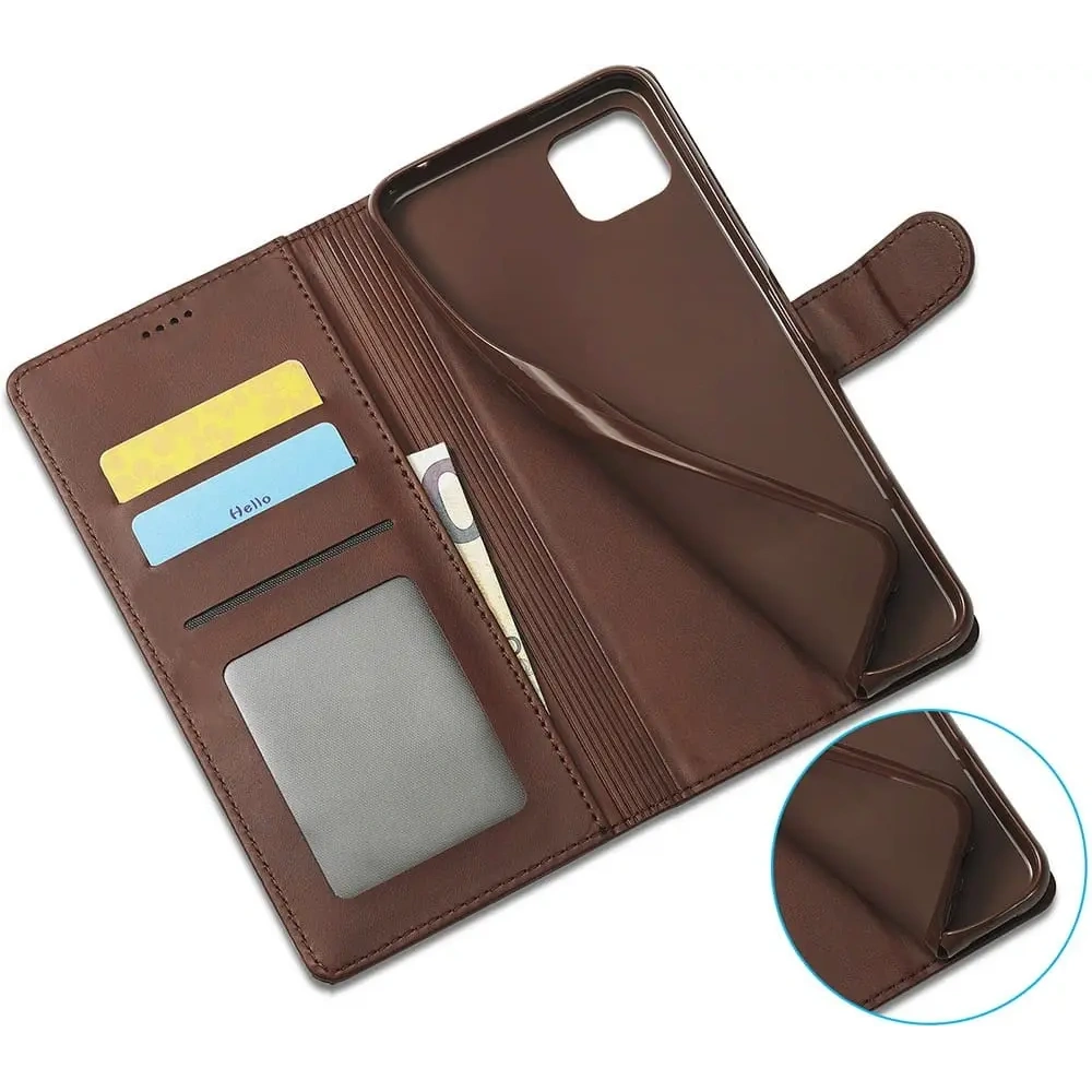 Etui Bizon Case Wallet do Samsung Galaxy A22 5G brązowe