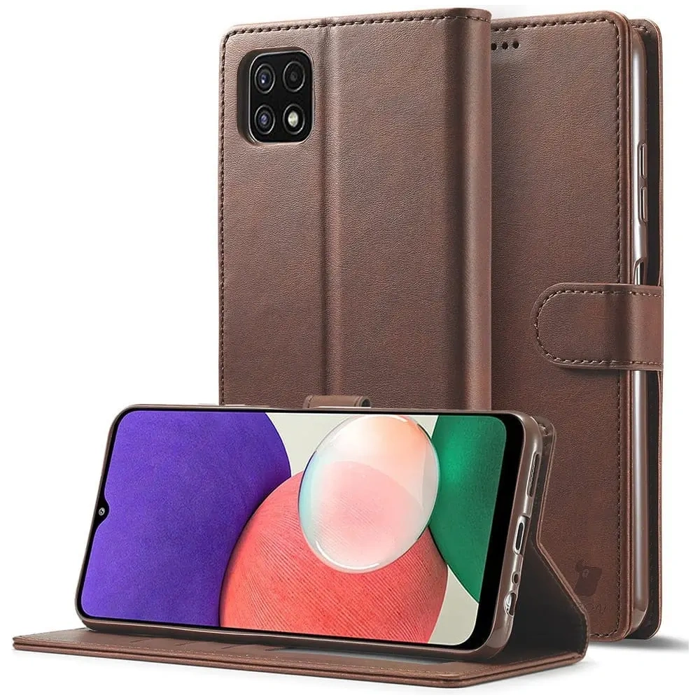Etui Bizon Case Wallet do Samsung Galaxy A22 5G brązowe